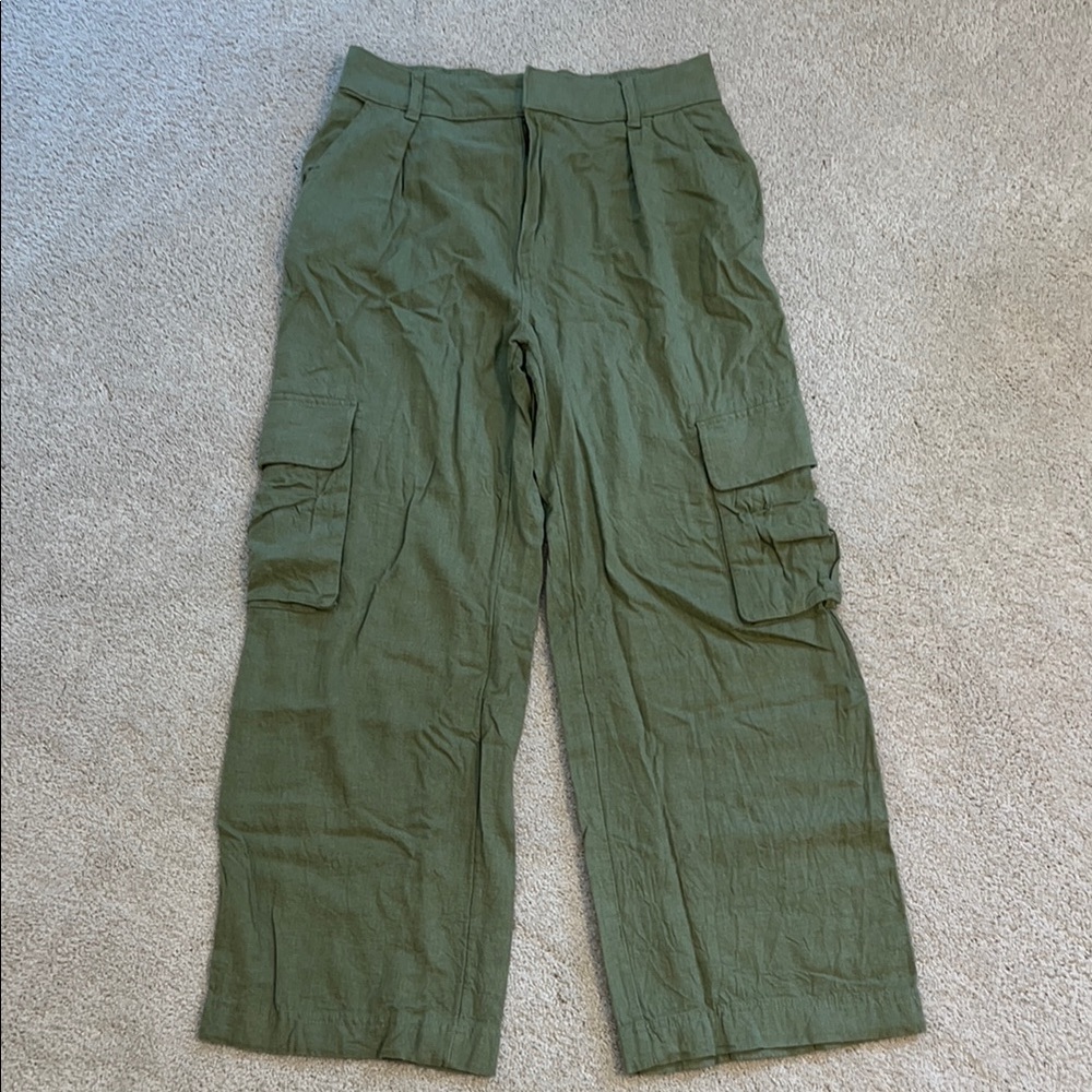 Abercrombie & Fitch Green Linen Blend Cargo Pants